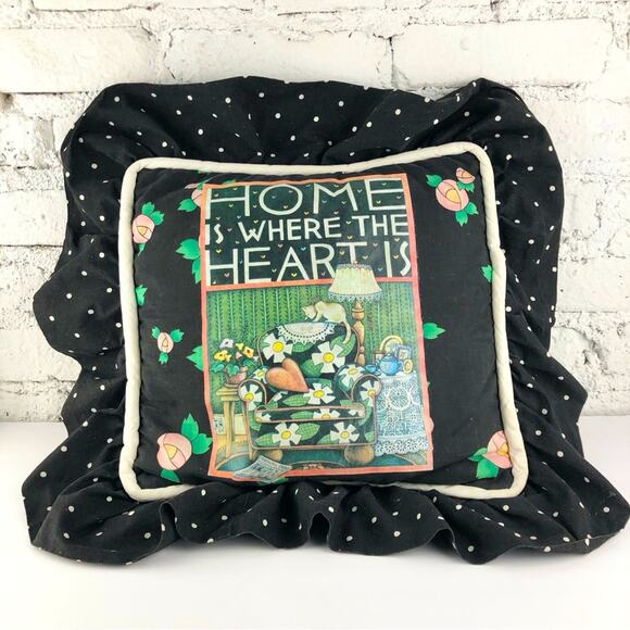 Mary Engelbreit Other - Vintage Mary Engelbreit Home Is Where The Heart Is Ruffle Pillow